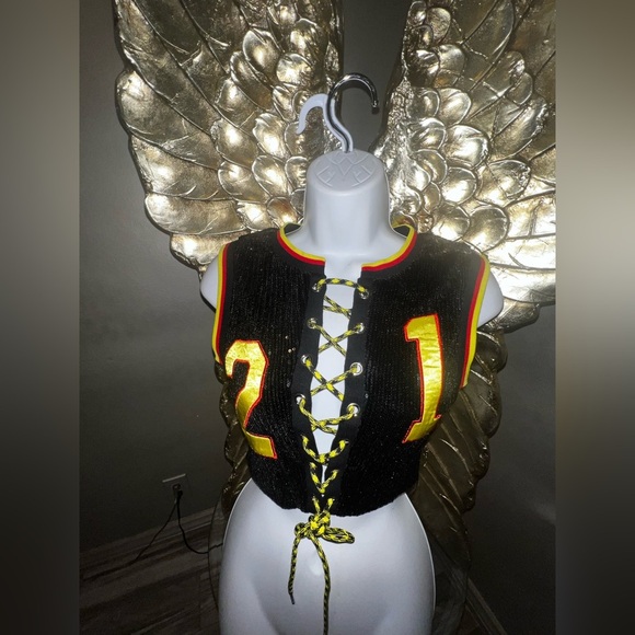 Sassy & Bold: Shane Justin Sequin Lace-Up Crop Top, Small - Picture 5 of 15